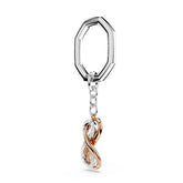 Key ring, Infinity, White, Mixed metal finish